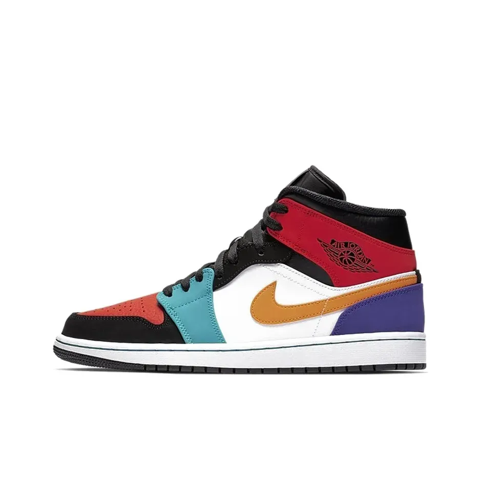 Высокие кроссовки Air Jordan 1 Mid Bred Multi-Color (Разноцветный) Унисекс