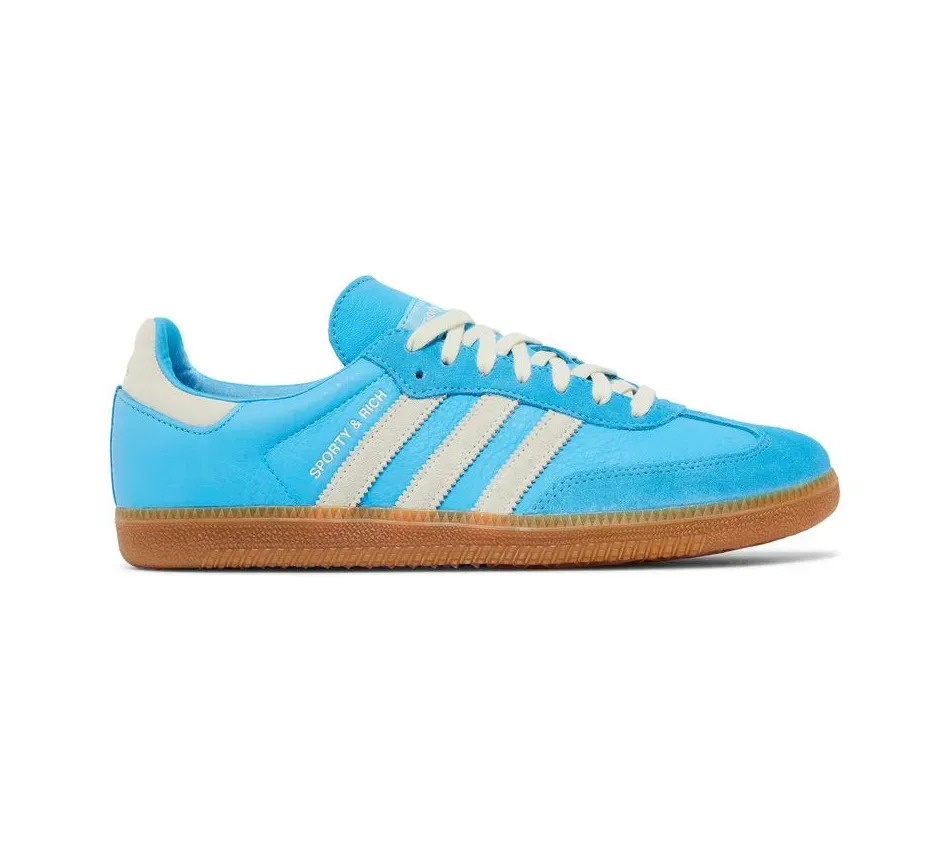 Низкие кроссовки Adidas Sporty & Rich x Samba OG 'Blue Rush' (Голубые) Унисекс