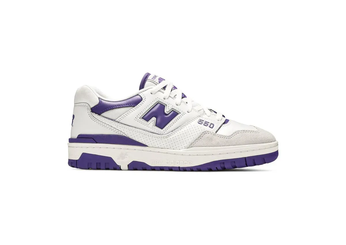  Кроссовки New Balance  550 'White Purple' (Белые) Унисекс
