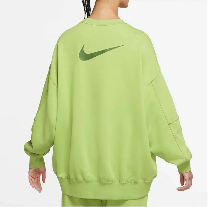 French Terry Green Oversized Crew Sweatshirt фото