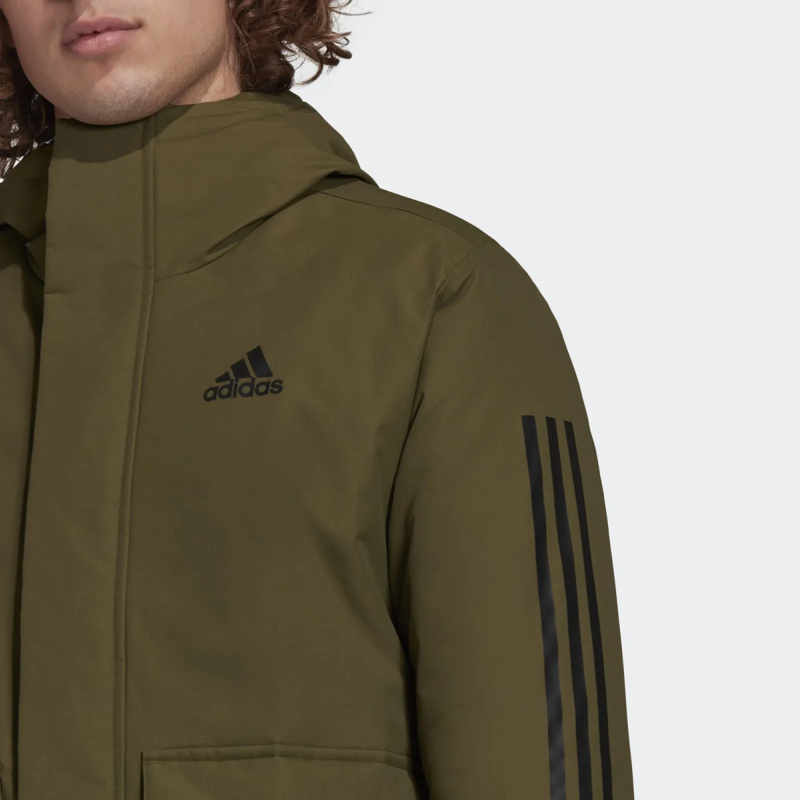 Utilitas 3-Stripes Hooded Jacket Khaki фото