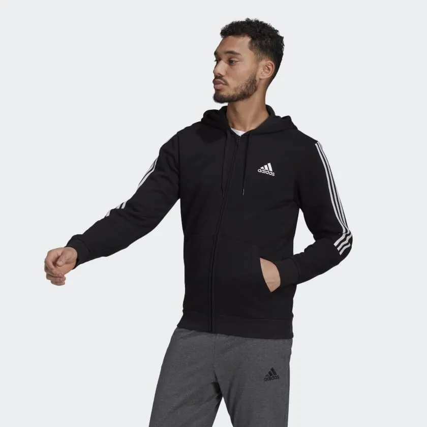 Essential Fleece Cut 3-Stripes Track Jacket Black