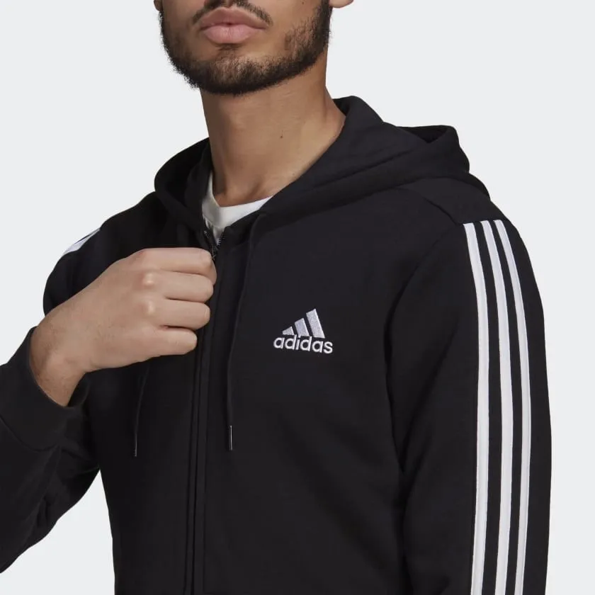 Essential Fleece Cut 3-Stripes Track Jacket Black фото