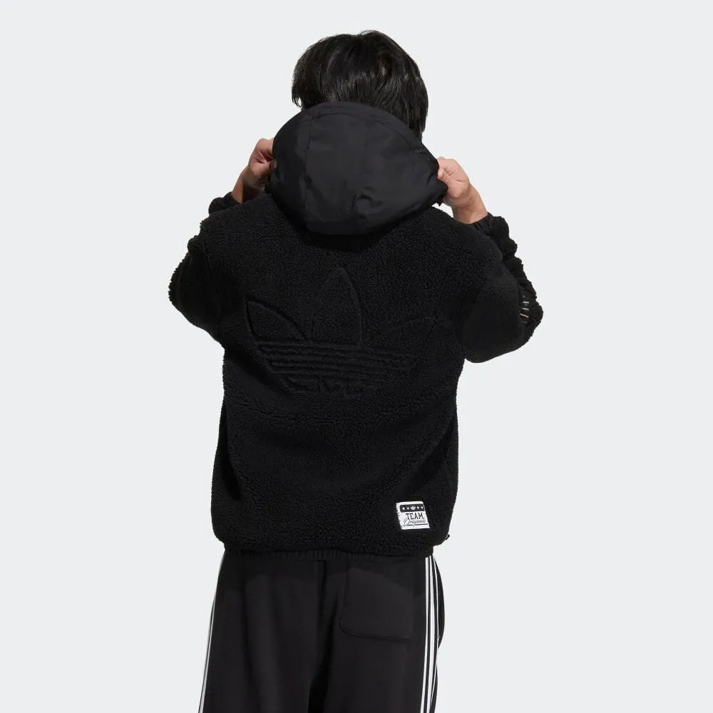 Zip Sherpa Jacket With Patch Pockets Black фото