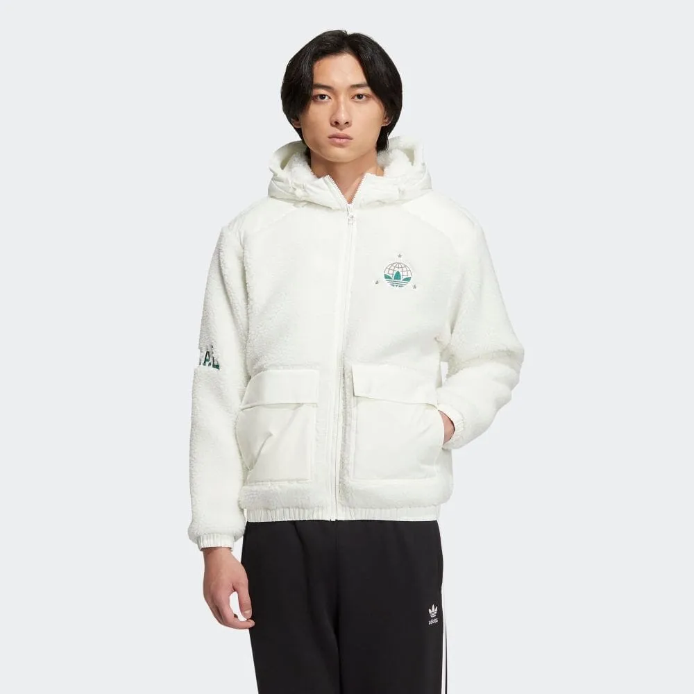 Zip Sherpa Jacket With Patch Pockets White