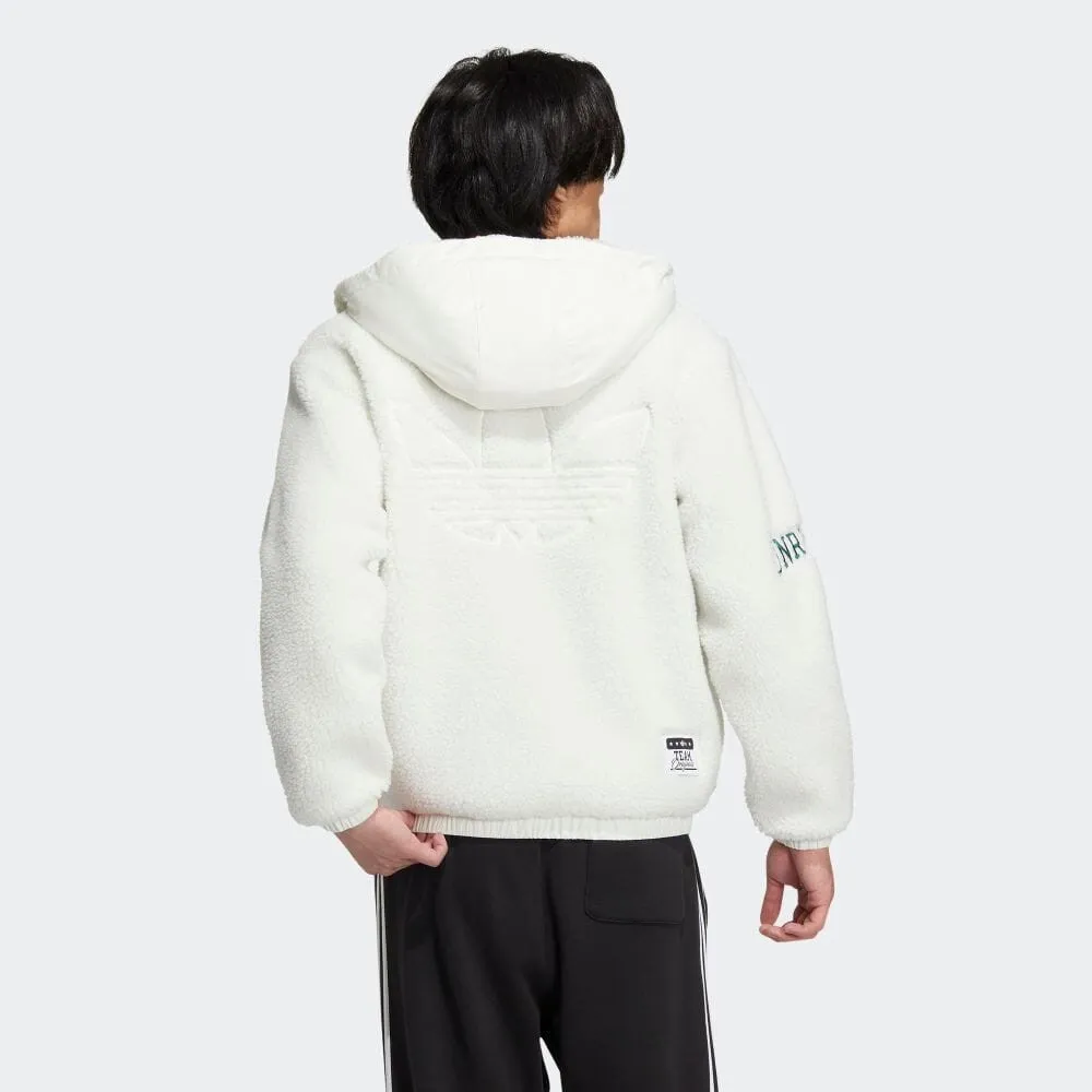 Zip Sherpa Jacket With Patch Pockets White фото