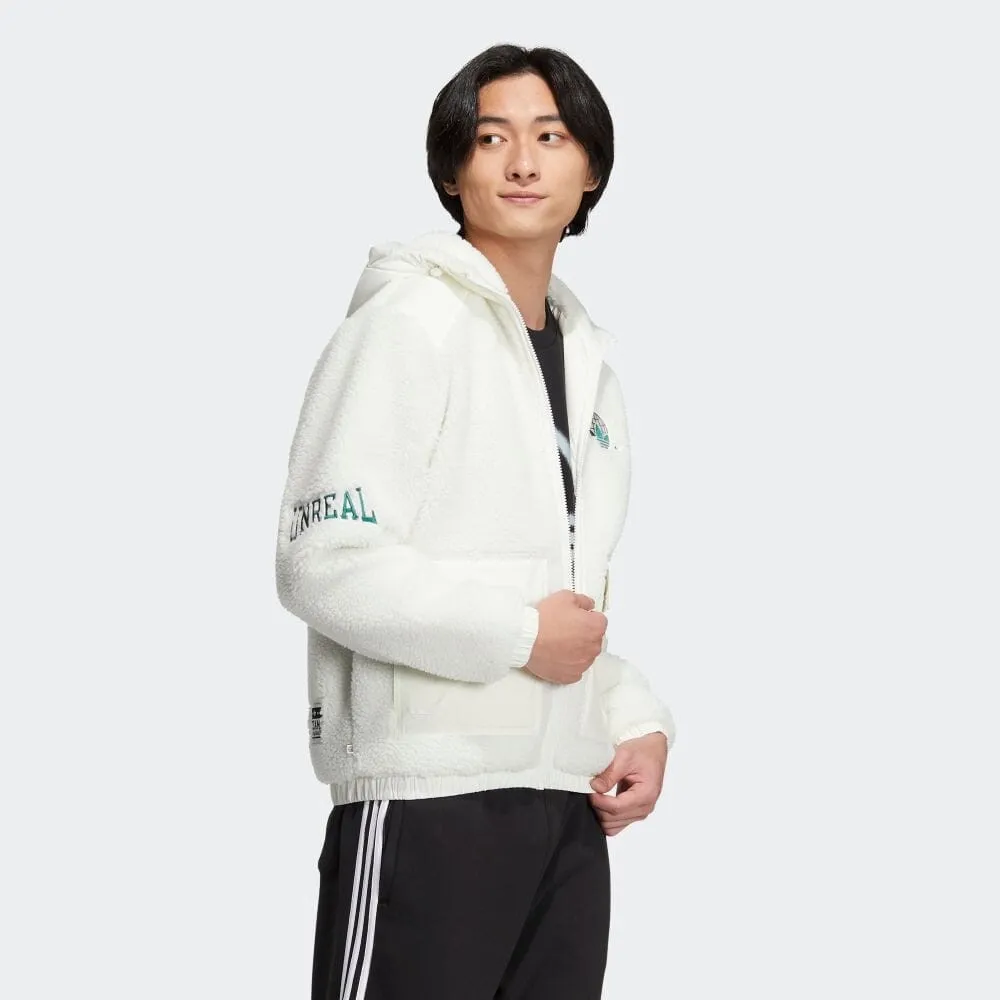 Zip Sherpa Jacket With Patch Pockets White фото
