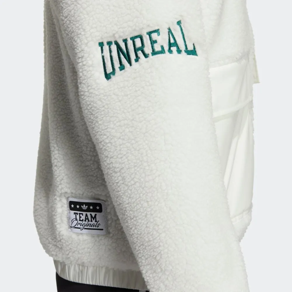 Zip Sherpa Jacket With Patch Pockets White фото