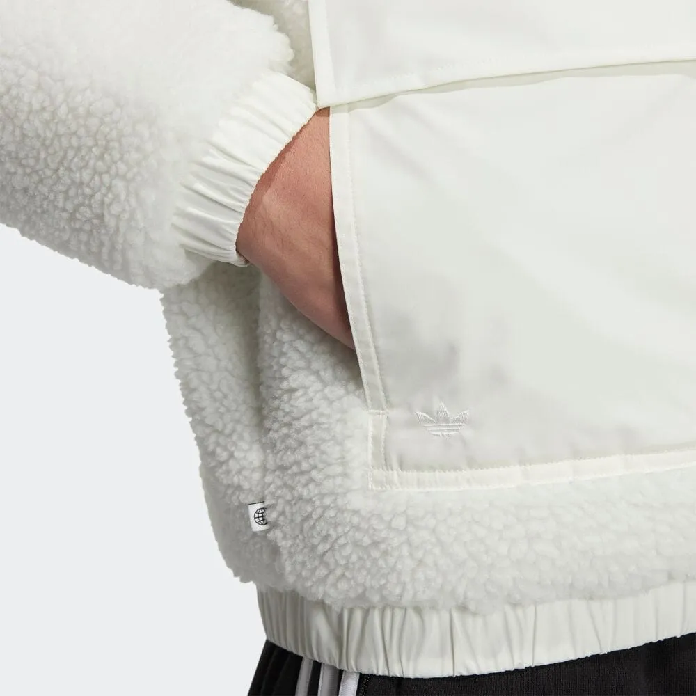 Zip Sherpa Jacket With Patch Pockets White фото