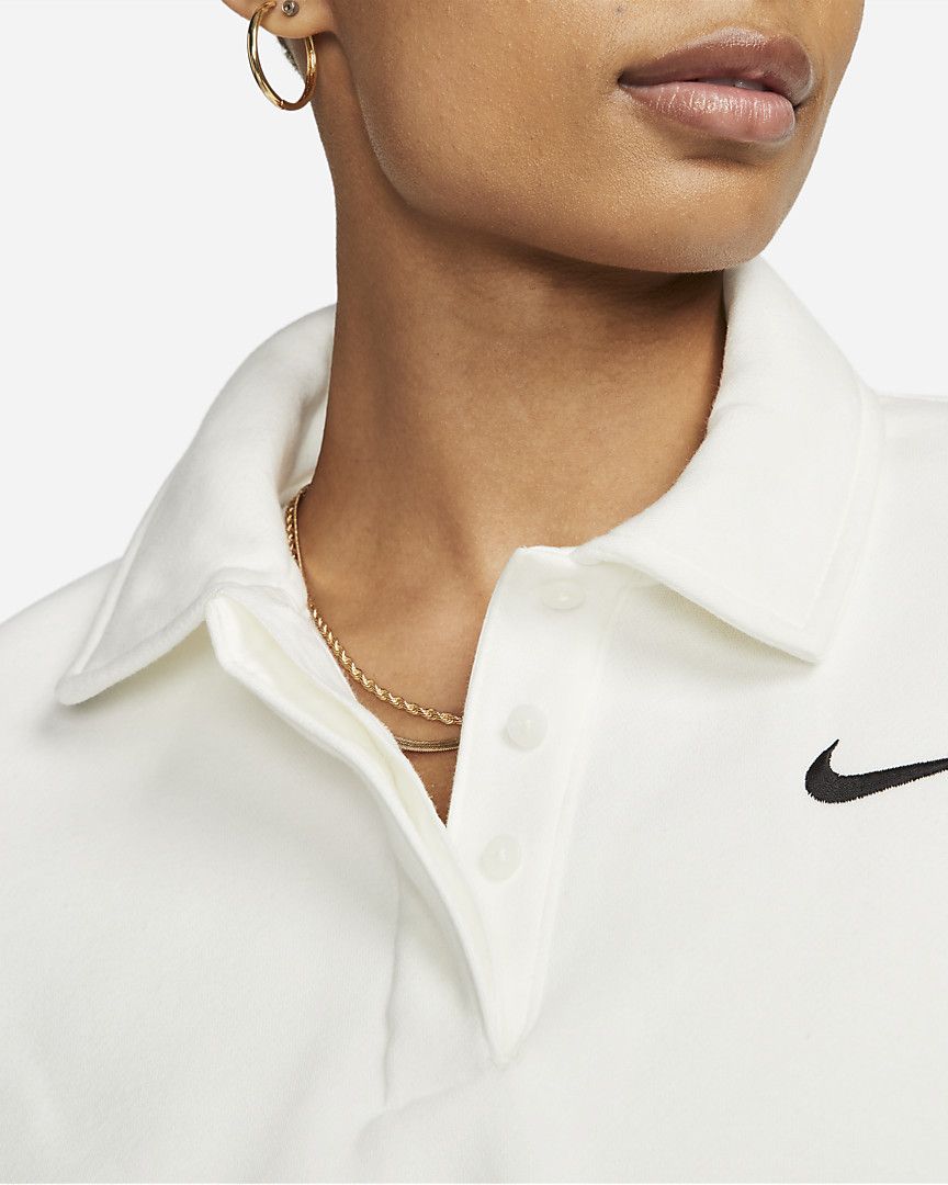 Long Sleeve Fleece Polo White фото