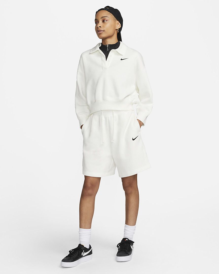 Long Sleeve Fleece Polo White фото