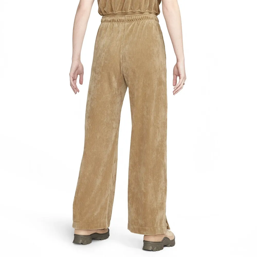 Velveteen High-Waisted Wide-Leg Pants Beige фото
