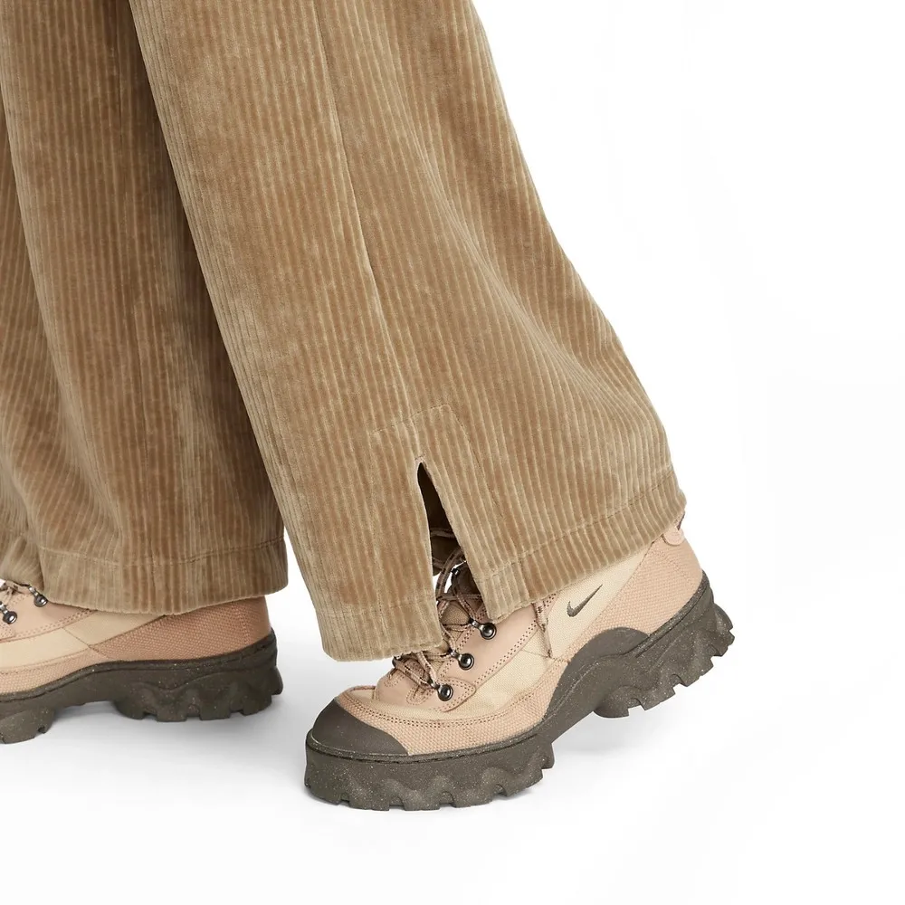 Velveteen High-Waisted Wide-Leg Pants Beige фото