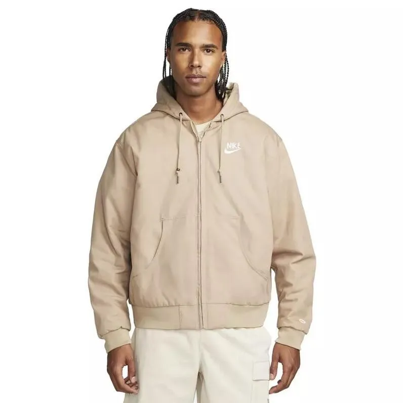 Zip Hooded Jacket With Back Picture Beige