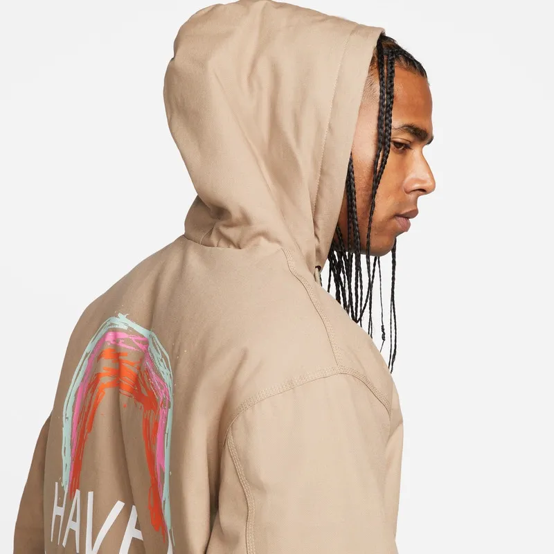 Zip Hooded Jacket With Back Picture Beige фото