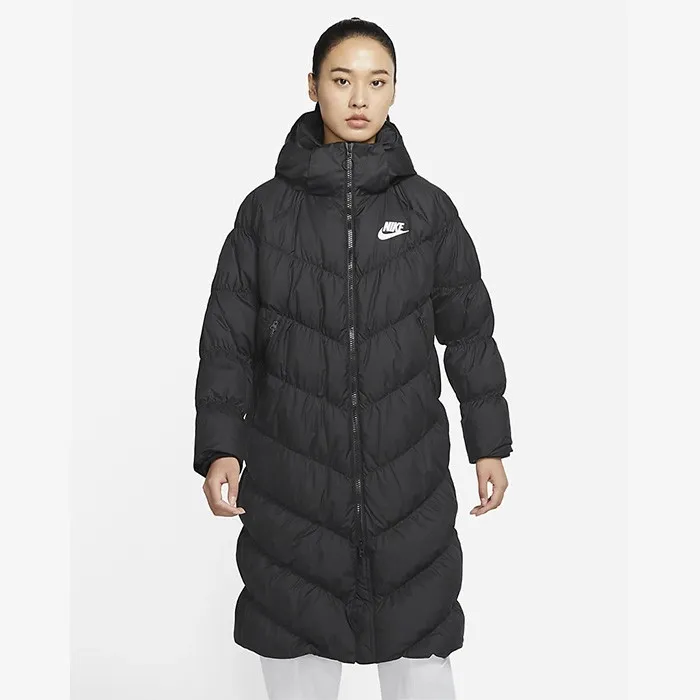 Hooded Down Jacket Very Long Black