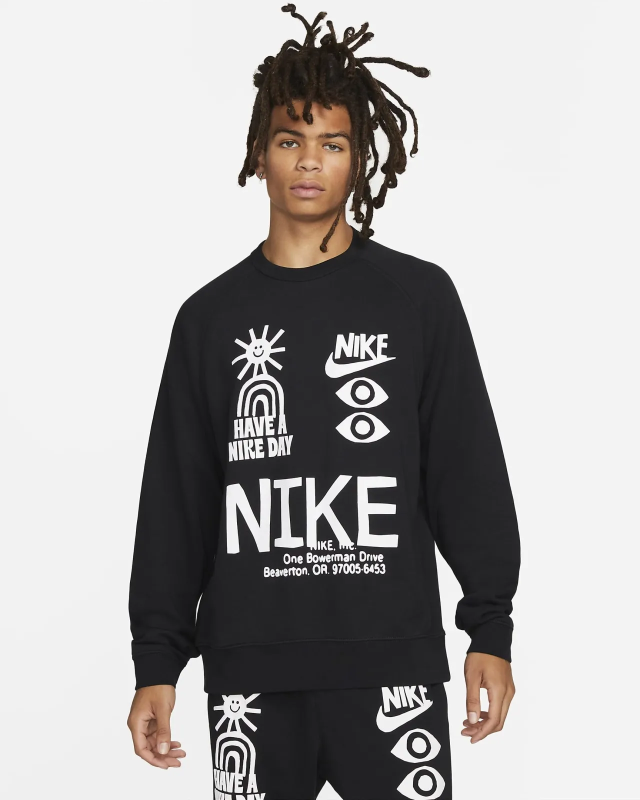 French Terry Crew Sweatshirt Black