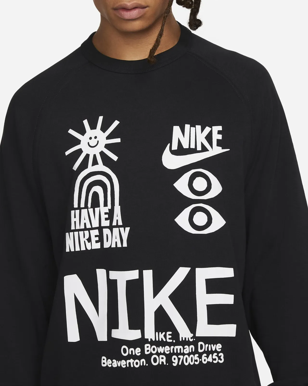 French Terry Crew Sweatshirt Black фото