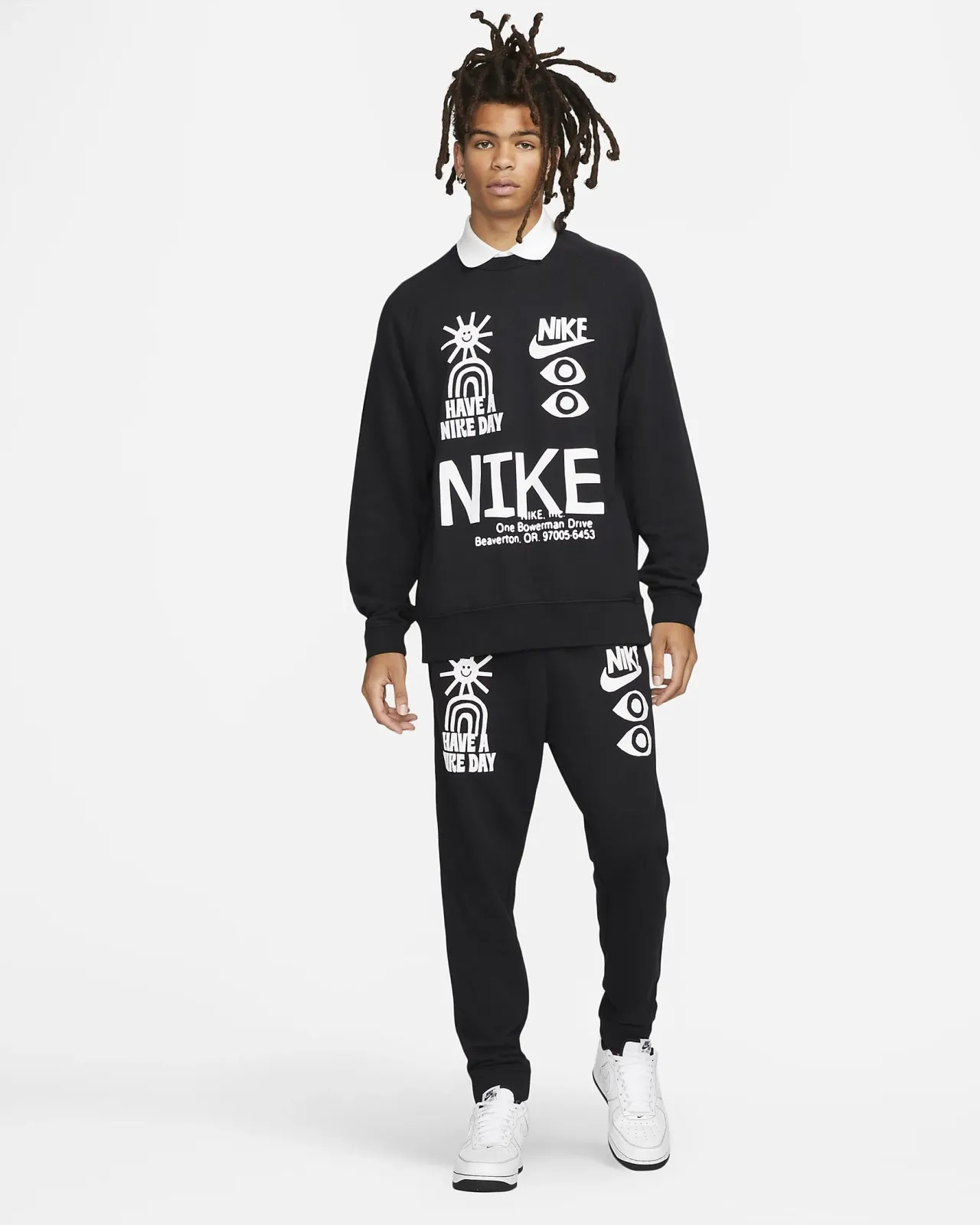 French Terry Crew Sweatshirt Black фото
