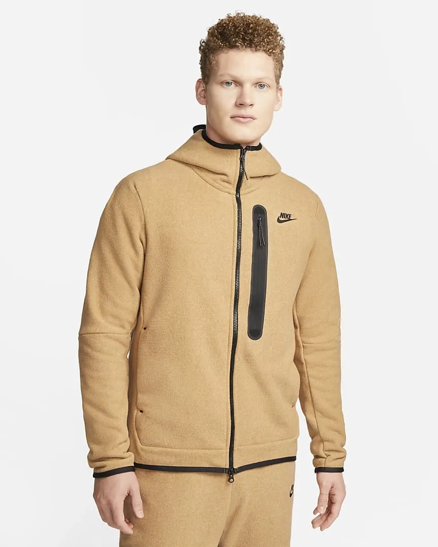 Zip Tech Fleece Hoodie Beige
