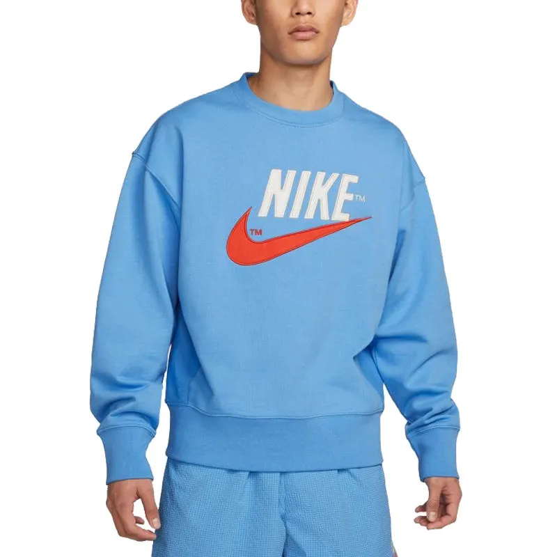French Terry Crew Sweatshirt With Logo Blue фото