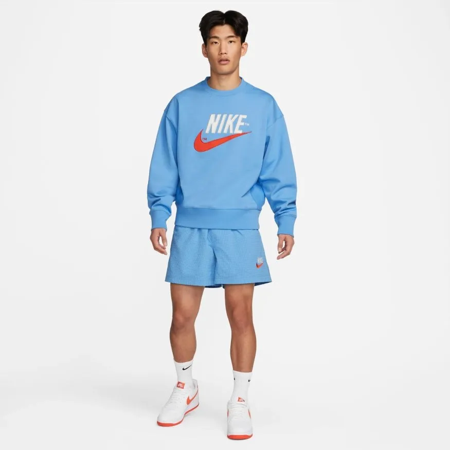 French Terry Crew Sweatshirt With Logo Blue фото