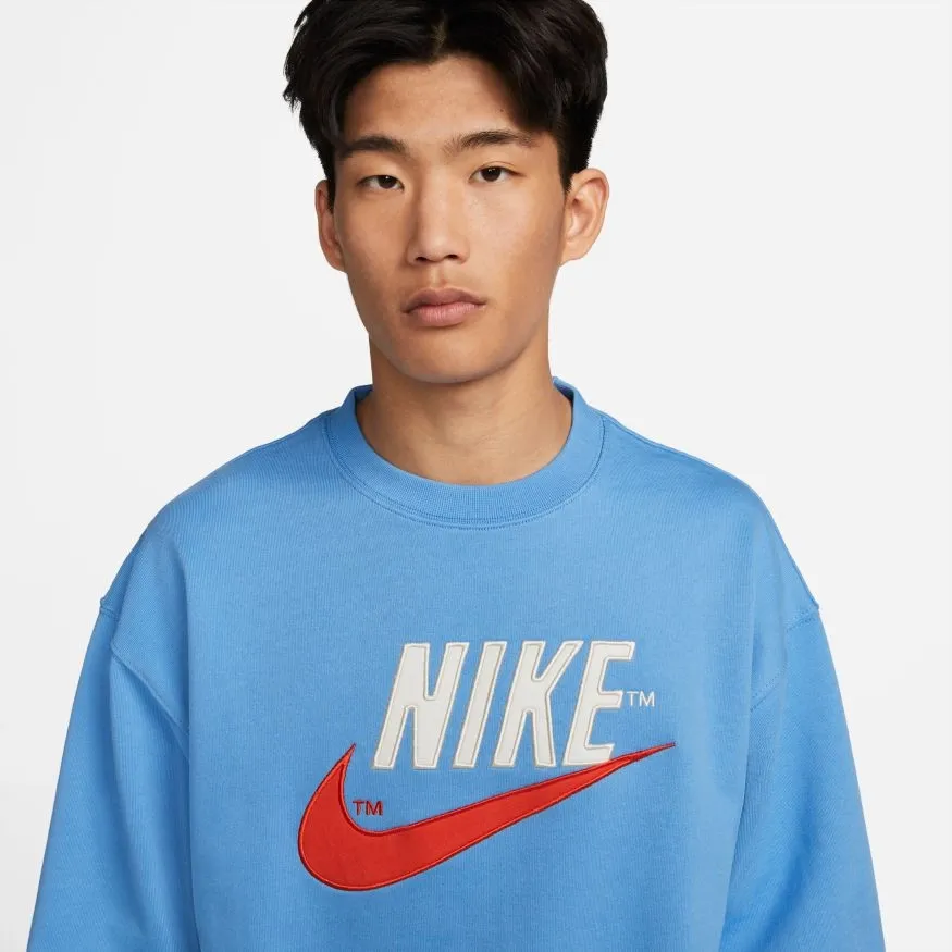 French Terry Crew Sweatshirt With Logo Blue фото
