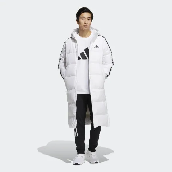 Elongated Utilitas 3-Stripes Hooded Jacket White фото