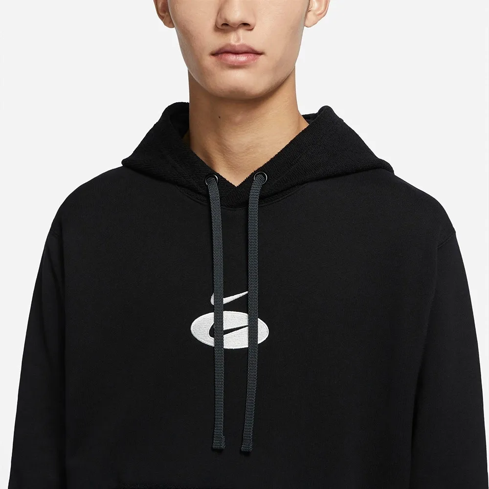 Embroidered Double Swoosh Hoodie Black фото