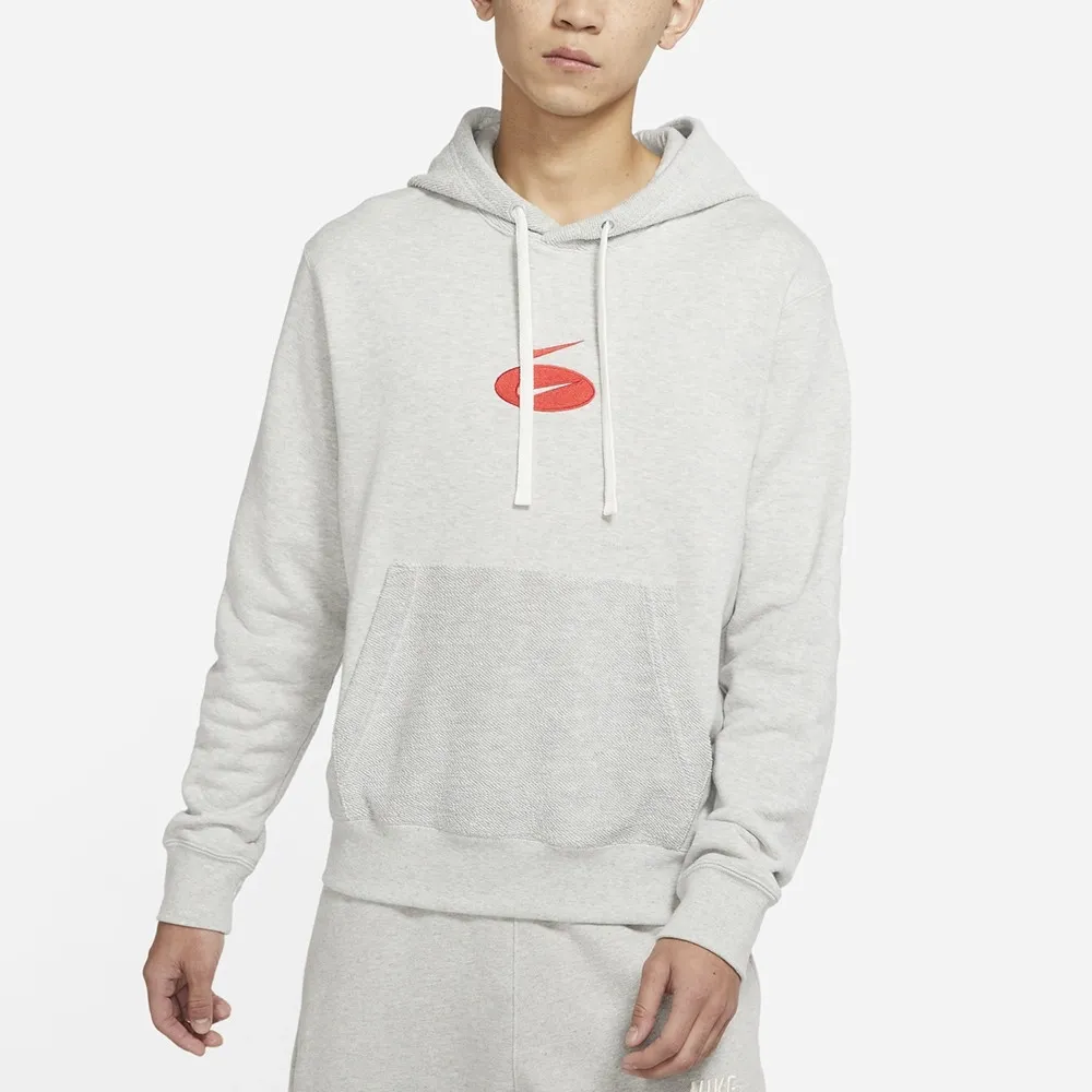 Embroidered Double Swoosh Hoodie Grey