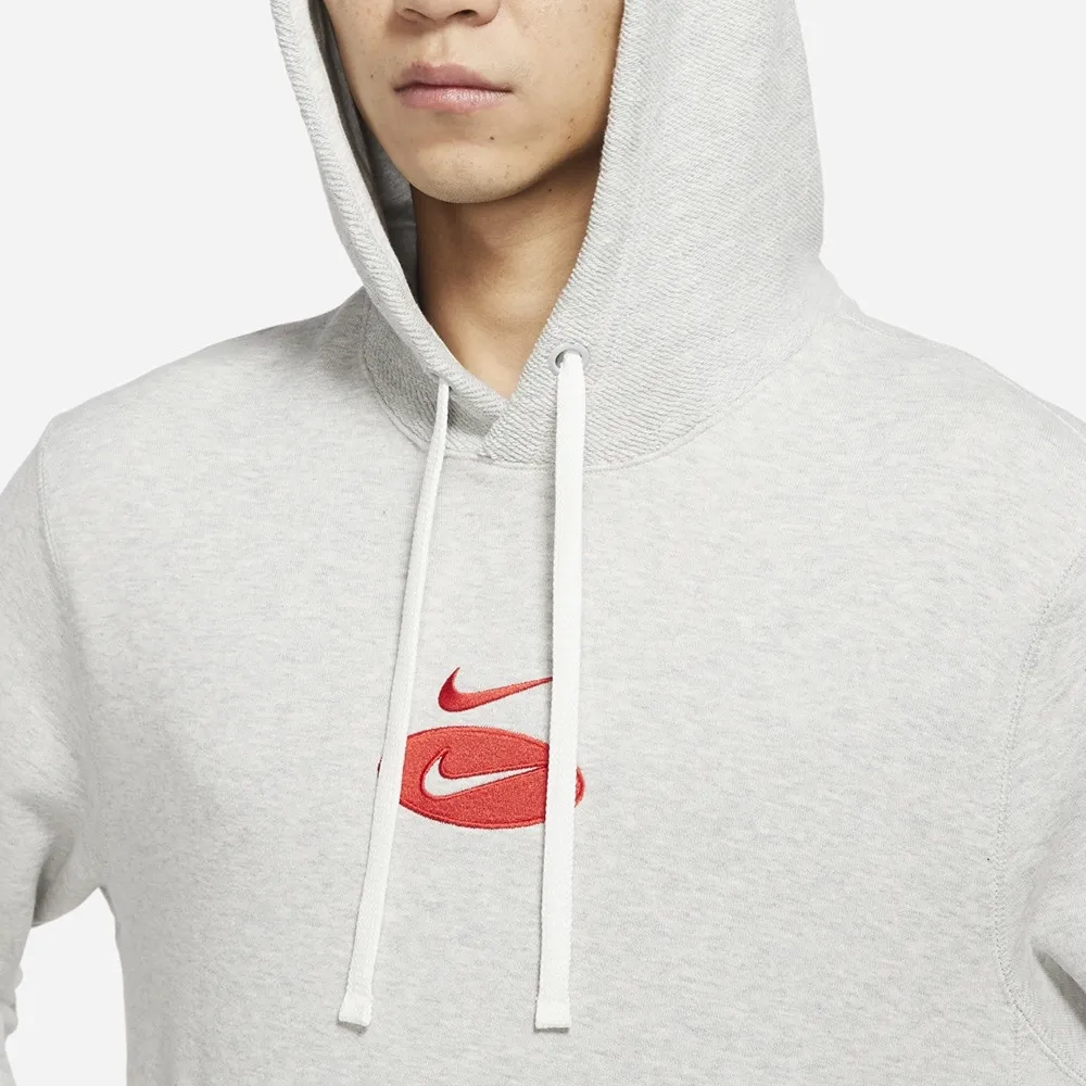 Embroidered Double Swoosh Hoodie Grey фото