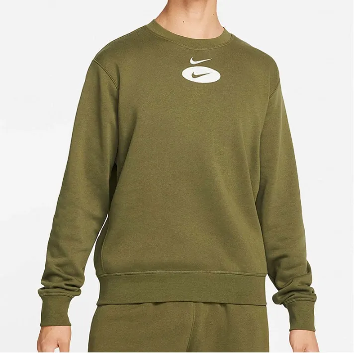 Embroidered Double Swoosh Grew Sweatshirt Army Green