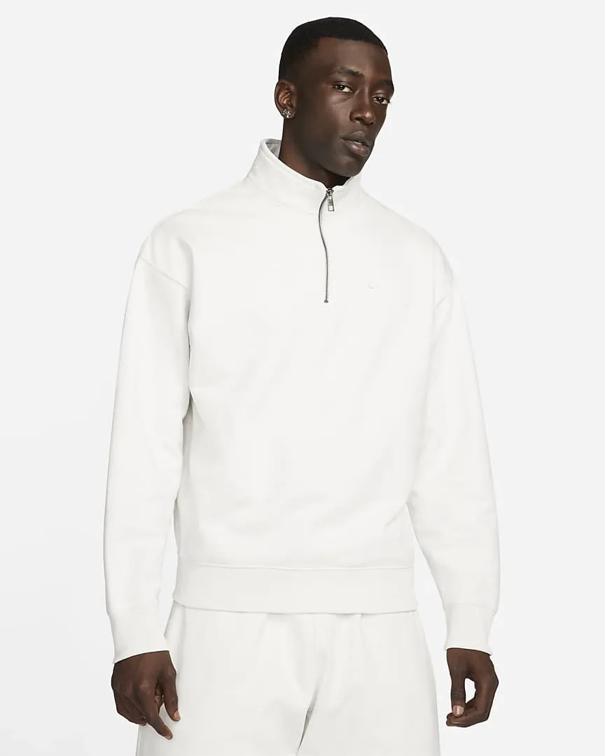 Zip Stand Fleece Sweatshirt White