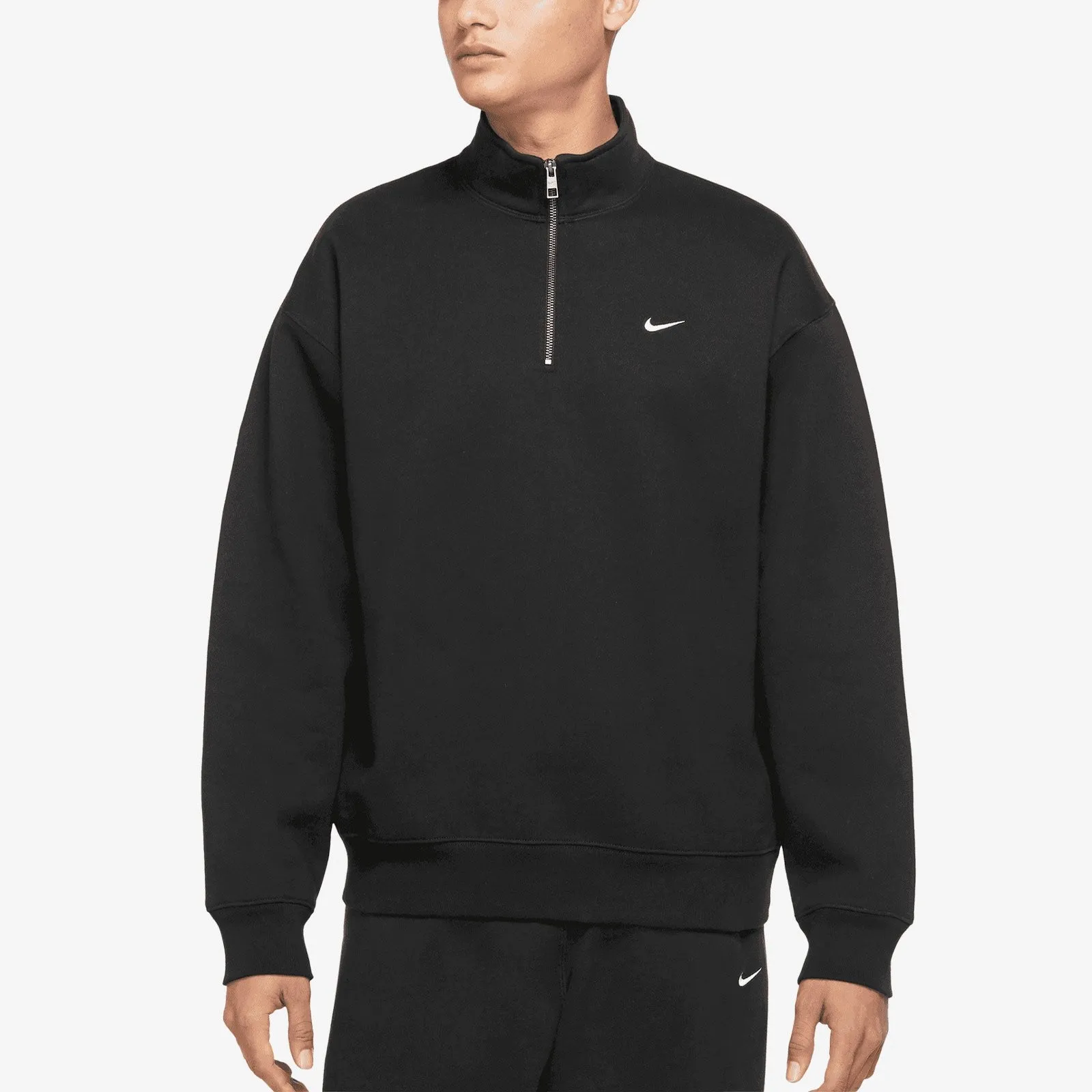 Zip Stand Fleece Sweatshirt Black фото