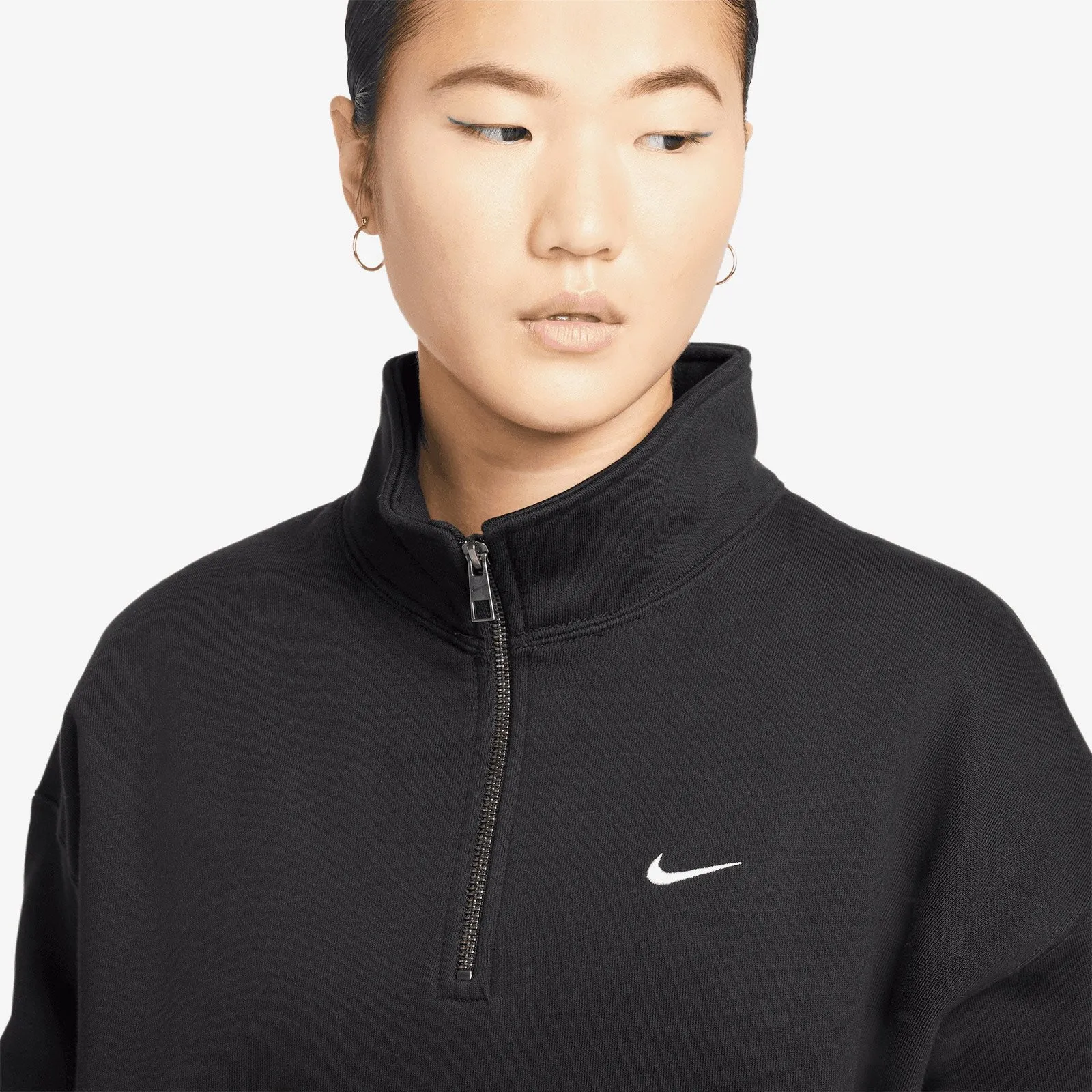 Zip Stand Fleece Sweatshirt Black фото