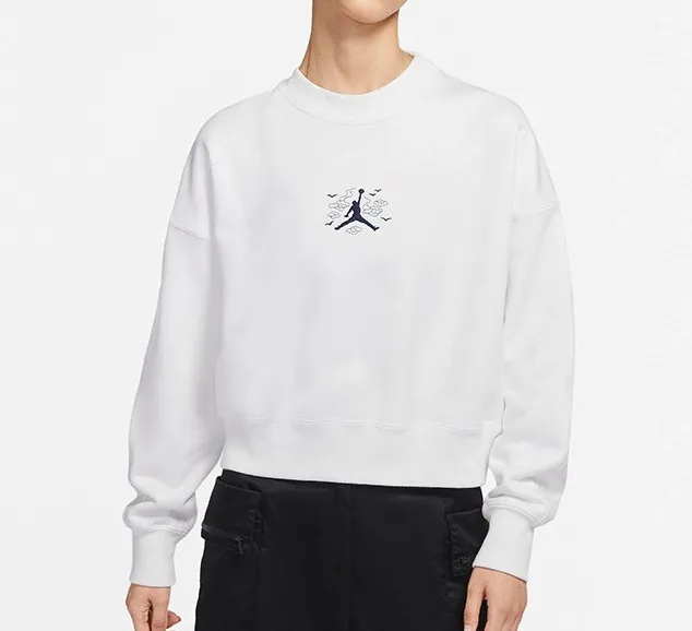 Oversize Crew Long Sleeve Tee Women White