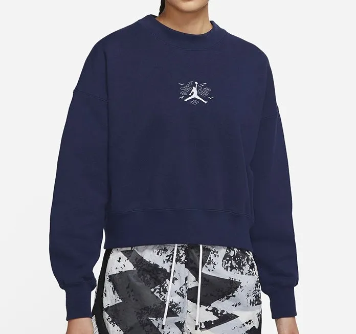 Oversize Crew Long Sleeve Tee Women Navy Blue