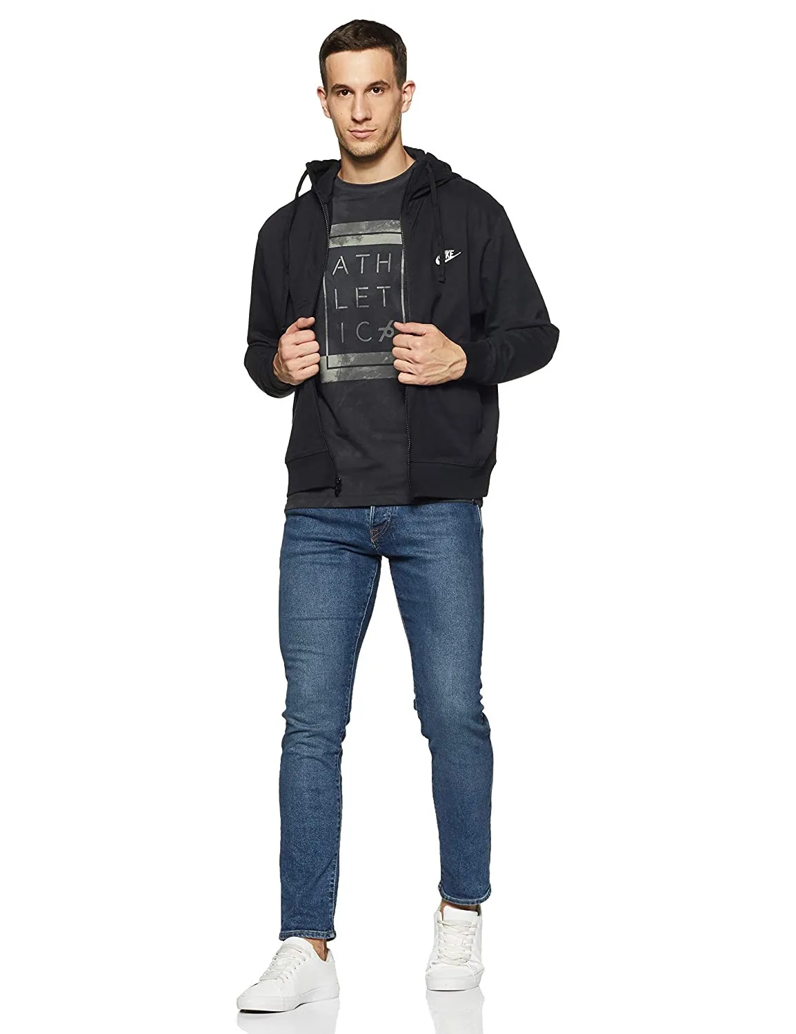Full-Zip Kangaroo Club Hoodie Black