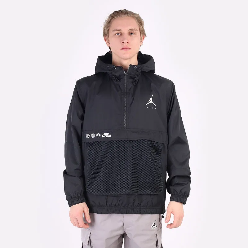 Half Zip Jamp Man Hooded Jacket Black