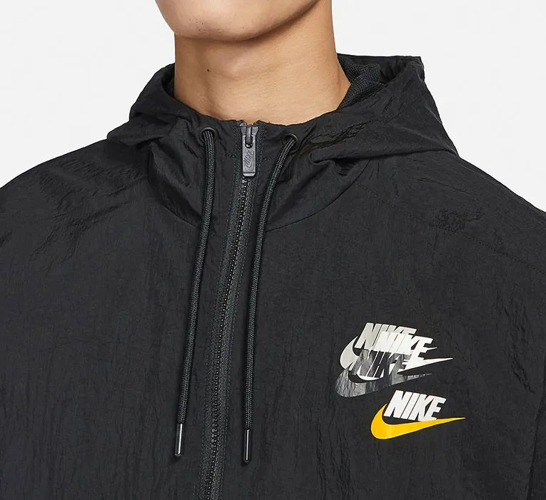 Zip Double Swoosh Windbreaker Hooded Jacket Black фото