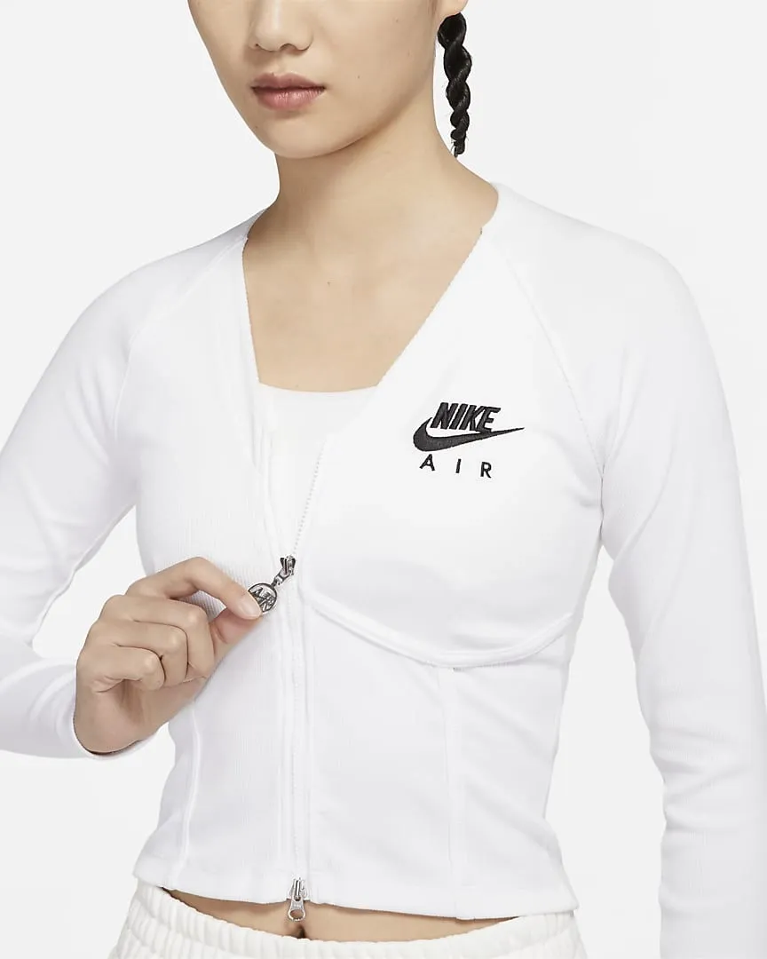Fuii-Zip Top Ribbed Long Sleeve Tee White фото