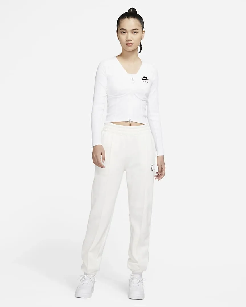 Fuii-Zip Top Ribbed Long Sleeve Tee White фото