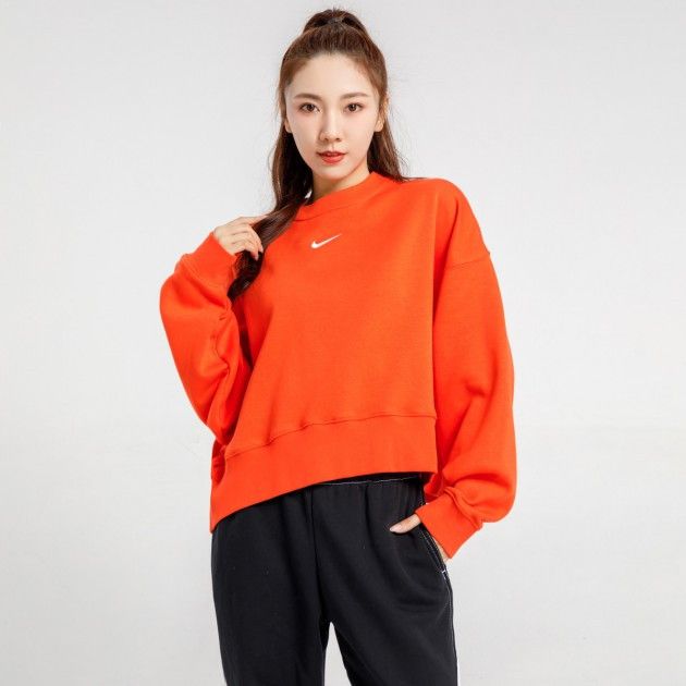 Oversize Small Swoosh Fleece Sweatshrt Orange фото
