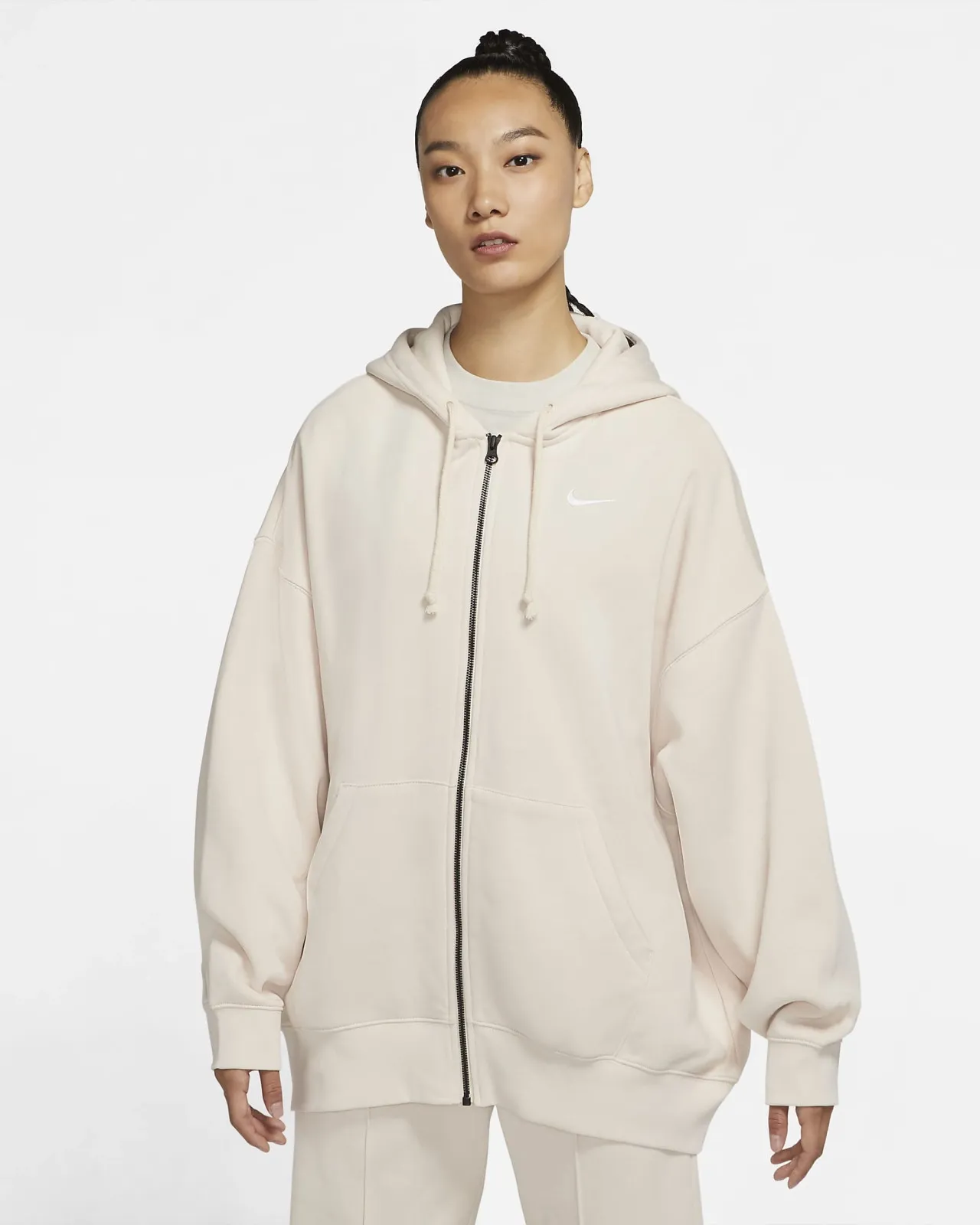 Zip Oversize Kangaroo Light Beige