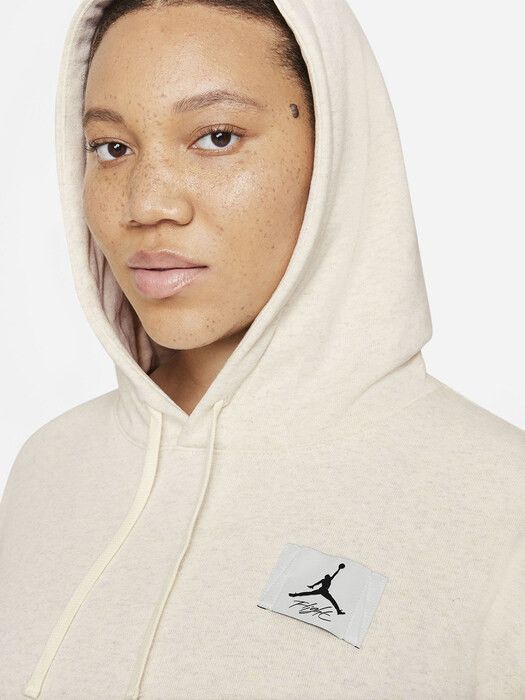 Fleece Loose Elasticated Hoodie Washed Bige фото