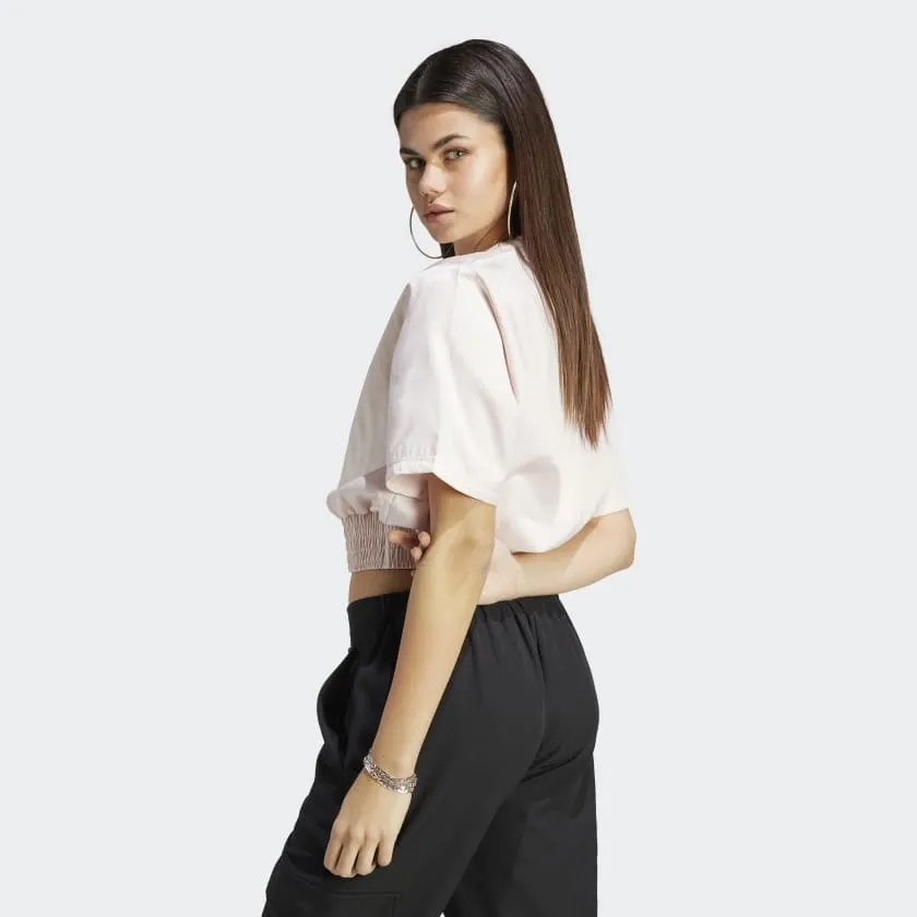 Satin Rib Wastband Loose Tee White фото