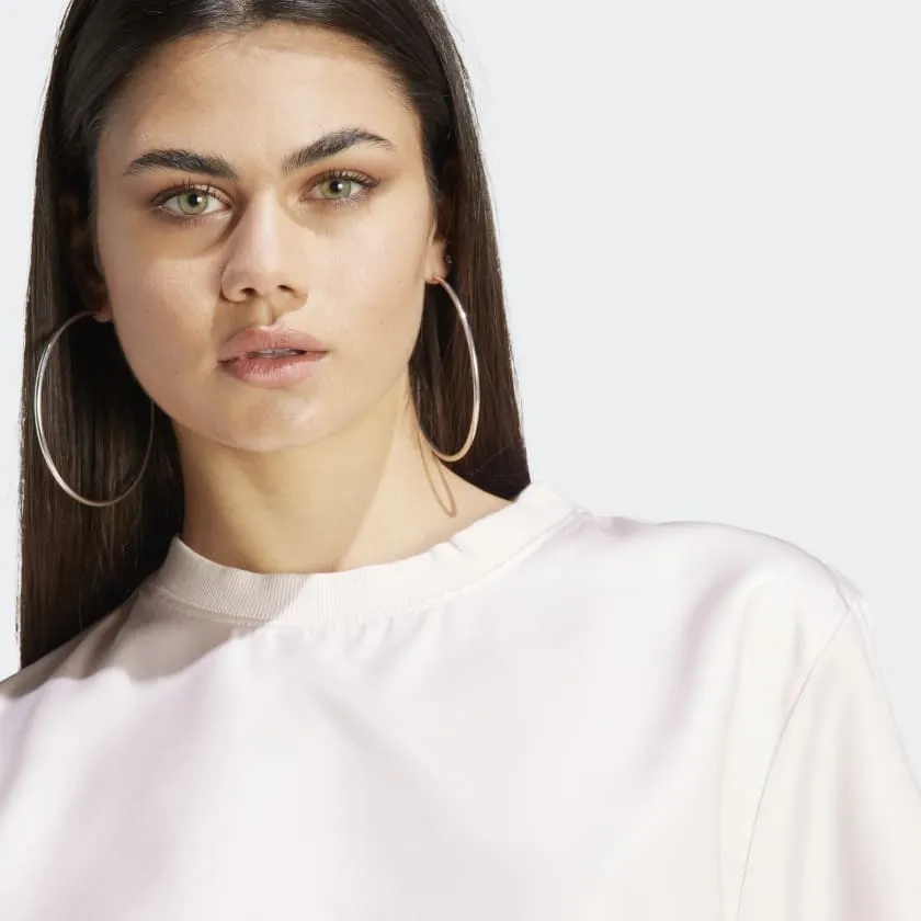 Satin Rib Wastband Loose Tee White фото