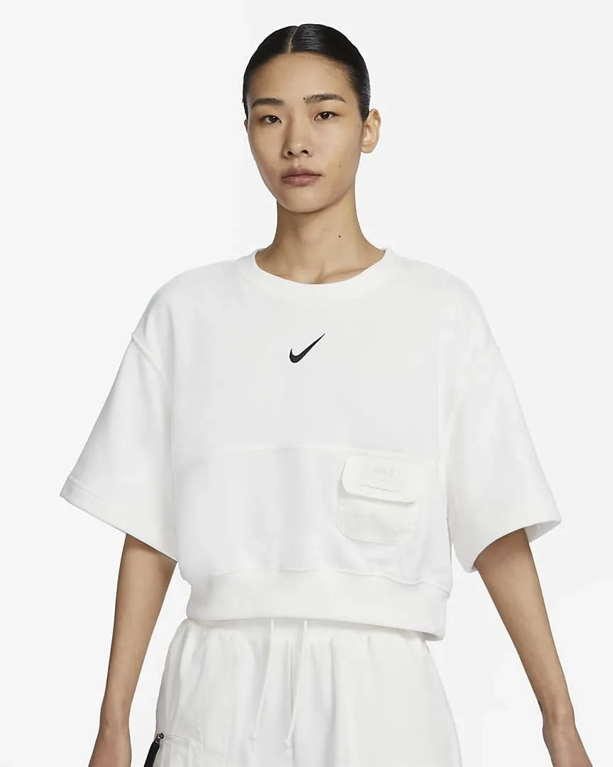 French Terry Short Sleeve Top White