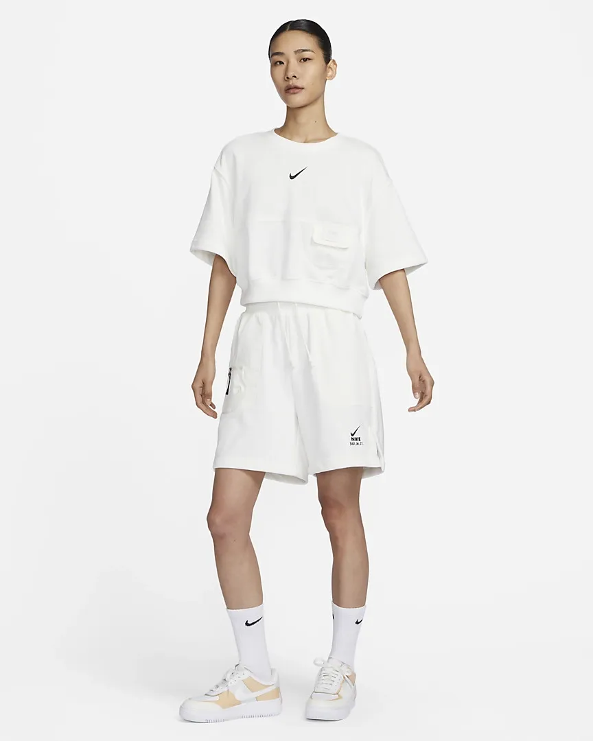 French Terry Short Sleeve Top White фото