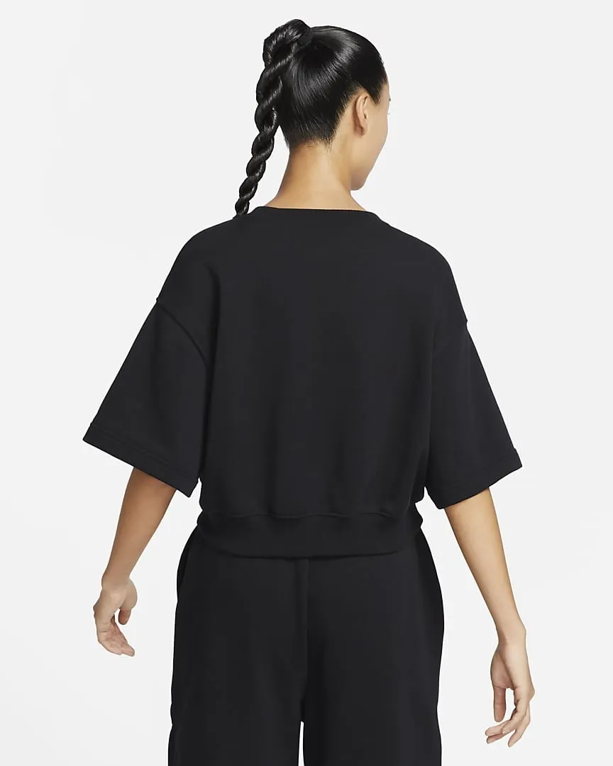 French Terry Short Sleeve Top Black фото